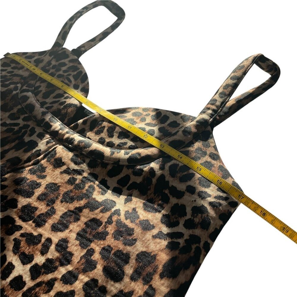 NWT Dhruv Kapoor Sleeveless Sweetheart Mini Dress Leopard Scuba MP - Picture 9 of 10